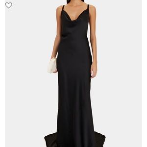 Brand new satin evening gown, black with open back from Norma Kamali. Never worn